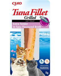 INABA Tuna fillet extra tender in tuna broth 15g eriti peen tuunikala filee tuunikalaga maitsestatud puljongis kassidele