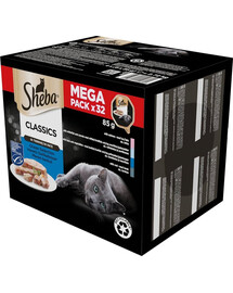 SHEBA Classic in Pate Ocean Selection kalamaitsesegu pasteedina Valge kala, tursk, lõhe ja tuunikala 32x85g