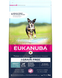 EUKANUBA Grain Free S-XL Adult Duck 3 kg täiskasvanud koertele