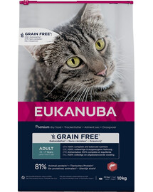 EUKANUBA Grain Free Adult Lõhe 10 kg täiskasvanud kassidele