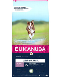 EUKANUBA Grain Free S/M Puppy Lamb 12 kg väikestele ja keskmise suurusega kutsikatele