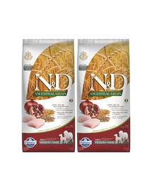 FARMINA N&D Ancestral Grain Dog Adult Medium & Maxi Chicken & Pomegranate 12 kg