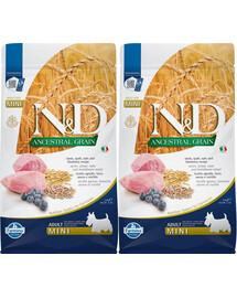 FARMINA N&D Ancestral teravilja lambaliha ja mustika täiskasvanud koeratoit väikestele tõugudele 2 x 2,5 kg
