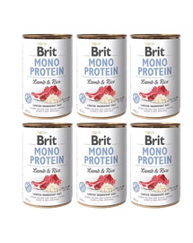 BRIT Mono Protein Lamb & Rice 6x400 g Monoproteiinne lambaliha ja riisiga toit