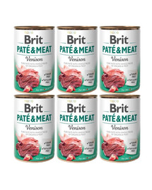 BRIT Pate&Meat venison 6x400 g pasteet hirvelihaga koertele