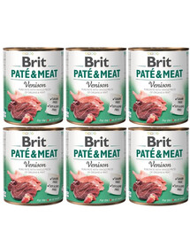 BRIT Pate&Meat venison 6x800 g pasteet hirvelihaga koertele