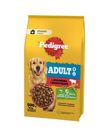 PEDIGREE Adult 500 g veiseliha ja köögiviljadega suurtele ja keskmise suurusega koertele