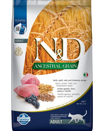 FARMINA N&D Low Grain Lambaliha ja mustika täiskasvanud kassile 5 kg