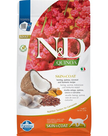 FARMINA N&D Cat Quinoa Täiskasvanutele kassidele  nahkale ja karvkatele heeringaga, kookosiga 1,5 kg