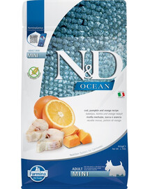 FARMINA N&D Ocean Adult minitursk, kõrvits ja apelsin 800 g