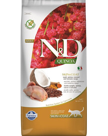 FARMINA N&D Quinoa Kassi karvadele ja nahale, toit vutiga 5 kg