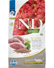 FARMINA N&D Quinoa Pardi Brokkoli Spargel Toit täiskasvanud steriliseeritud kassidele 1,5 kg