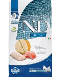 FARMINA N&D Ocean Dog Adult Mini salmon, cod & canatloupe melon 800 g lõhe, tursk, harilik melon