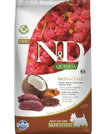 FARMINA N&D Quinoa Dog Skin&Coat Adult Mini venison, coconut 2.5 kg hirv ja kookos