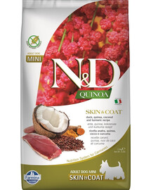 FARMINA N&D Quinoa Dog Skin&Coat Adult Mini duck, coconut  2.5 kg part ja kookos
