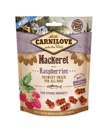 CARNILOVE Crunchy snacks traškūs skanėstai su skumbrėmis ir avietėmis 200 g