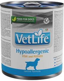 Farmina Vet Life Hypoallergenic Fish & Potato koertele koostisainete ja toitainete talumatuse vähendamiseks 300 g