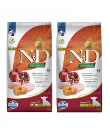 FARMINA N&D Pumpkin Dog Puppy Mini chicken, pumpkin & pomegranate 7 kg x 2