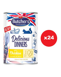 BUTCHER'S Delicious Dinners kassitoit, tükeldatud kana marmelaadis 24 x 400g