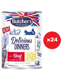 BUTCHER'S Delicious Dinners kassitoit veiseliha želeeritud tükid 400 x 24