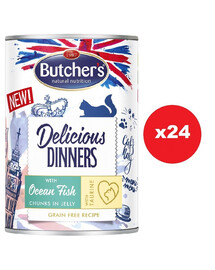 BUTCHER'S Delicious Dinners kassitoit tükid merekalaga marmelaadis 24x400g