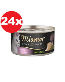 MIAMOR Feine Filets Naturell Chicken&Ham 24x80g kana ja sink oma kastmes