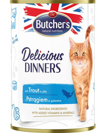 BUTCHER'S Delicious Dinners kassitoit tükid forelliga želees 12x400g