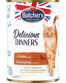 BUTCHER'S Delicious Dinners, kassitoit, tükid hirvelihaga želees, 400g