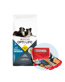 VERSELE-LAGA Opti Life Senior Medium & Maxi vanematele keskmist ja suurt tõugu koertele Linnuliha 12,5 kg + rätik TASUTA