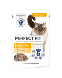 PERFECT FIT Sensitive 1+ kotike 85 g kana kastmes täiskasvanud kassidele