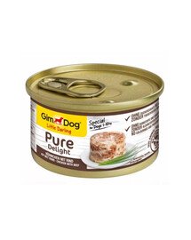 GIMDOG Pure Delight Chicken&Beef 85 g kana ja veiseliha täiskasvanud väikeste tõugude koertele