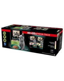 SHEBA Kitten Selection of Flavours kotikesed 40x85 g kastmetükkides lõhega, kana kassipoegadele