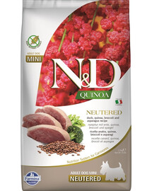 FARMINA N&D Quinoa Dog Neutere Adult Mini duck, broccoli & asparagus 2,5 kg part, brokoli & spargel kastreeritud koertele