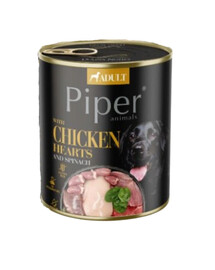 PIPER Niiske toit kanasüdamega ja spinatiga koertele 800 g