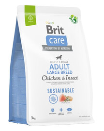BRIT CARE Sustainable Adult Large breed chicken insekt täiskasvanud suurt tõugu koertele kana ja putukatega 3 kg