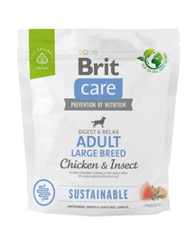 BRIT CARE Sustainable Adult Large breed chicken insekt täiskasvanud suurt tõugu koertele kana ja putukatega 1kg
