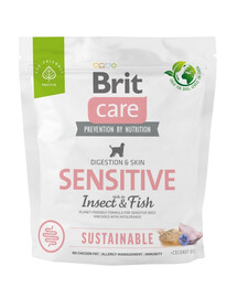 BRIT CARE Dog Sustainable Sensitive fish insekt täiskasvanud koertele koos kala ja putukatega 1 kg