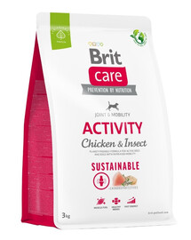 BRIT CARE Dog Sustainable Activity chicken insekt aktiivsetele täiskasvanud koertele kana ja putukatega 3 kg