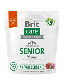 BRIT CARE Hypoallergenic Senior Lamb 1kg vanadele lambalihaga koertele