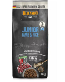 BELCANDO Junior Lamb & Rice M-L 12.5 kg lambaliha ja riis - kuivtoit koertele alates 4. elukuust, keskmistele ja suurtele tõugudele