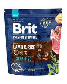 BRIT Premium By Nature Tundlikule  lambalihaga ja riisiga 1 kg