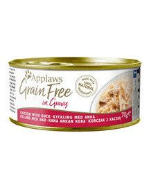APPLAWS Cat Tin Grain Free 70 г влажный корм для кошек курица с уткой в соусе