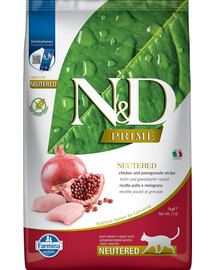 N&D Cat chicken & pomegranate neutered 5 kg  Kuiv täistoit täiskasvanud kassidele pärast steriliseerimist või kastreerimist.