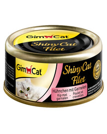GIMCAT Shiny Cat Filet Chicken&Shrimp 70g kana ja krevetid puljongis