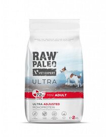 RAW PALEO Ultra Beef Mini Adult 2kg väikest tõugu täiskasvanud koertele veiseliha