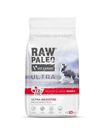 RAW PALEO Ultra Beef Medium&Large Puppy 10kg keskmist ja suurt tõugu kutsikatele veiseliha