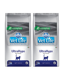 FARMINA Vet Life Cat Ultrahypo 10 kg x 2  Veterinaarne täistoit täiskasvanud kassidele, kes kannatavad toiduallergia all