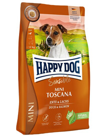 HAPPY DOG Sensible Mini Toscana 4kg part lõhega väikest tõugu koertele