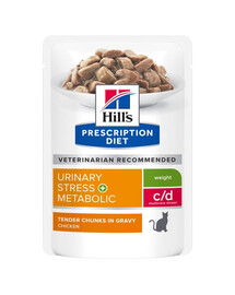 HILL'S PRESCRIPTION DIET c/d Multicare Stress + Metabolic  niiske kassitoit kanaga 12x85g kotikeses