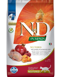 FARMINA N&D Pumpkin Toit steriliseeritud kassidele 10 kg. Vutt ja granaatõun
